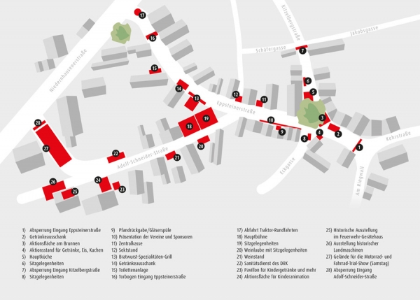 Lageplan der Ortsmitte Rambach 11.-13. Juli 2014